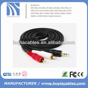 Preço barato 3.5mm a 2rca av cabo audio 50ft